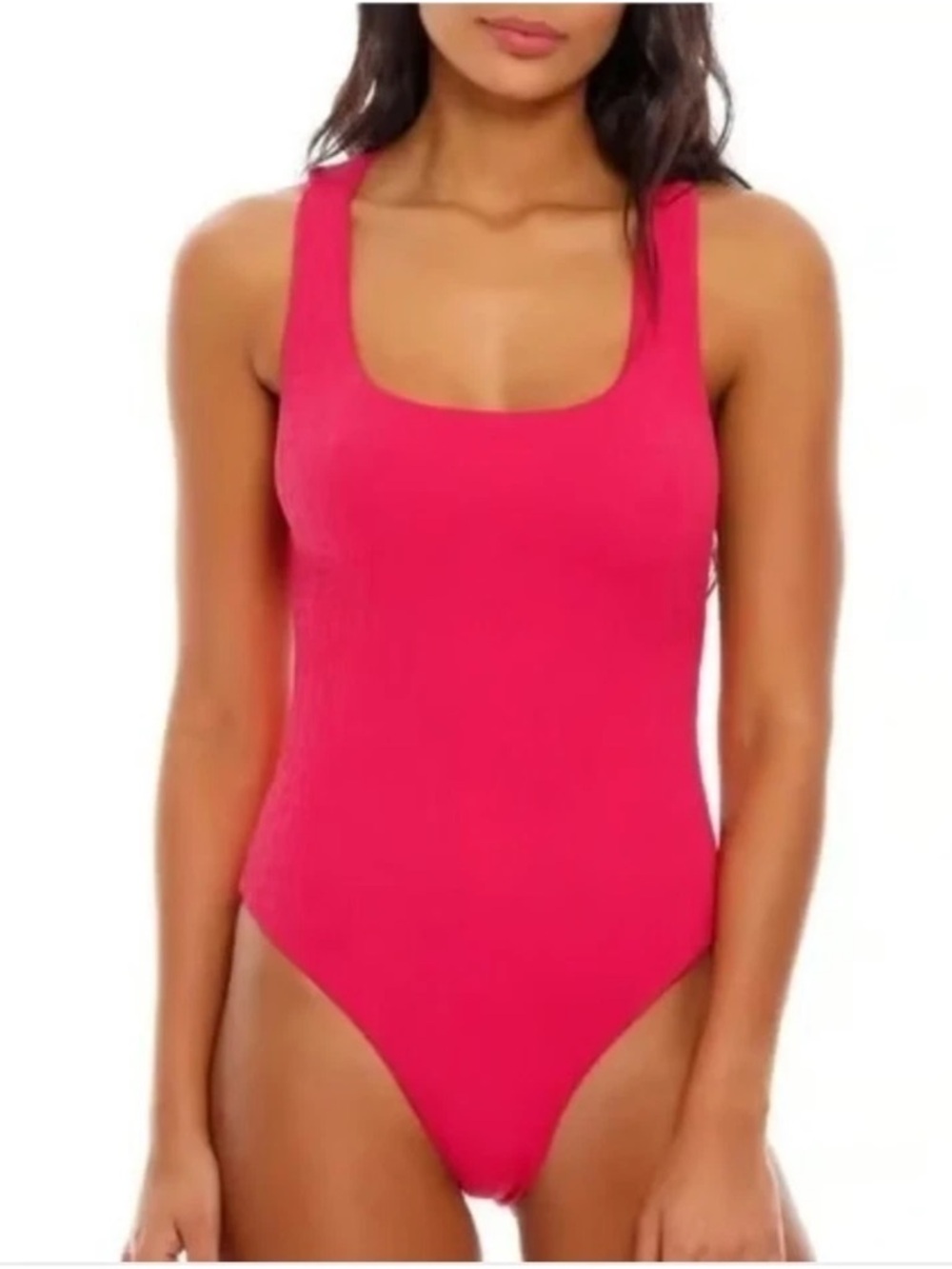 Agua Bendita Bright Pink Scoop Neck One-Piece Swimsuit